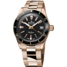 Montre Edox Skydiver 38 date automatic 80131 37RNM NI, cadran noir, boîtier et bracelet en acier recouverts de PVD or rose.