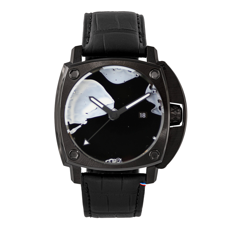 Montre Humbert Droz HD11 Paul Kenton City 9, une dress watch au cadran unique blanc et noir.