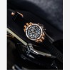 Edox Delfin mecano, montre automatique Suisse, rose gold et caoutchouc noir mat.