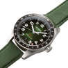 Cadran Carlingue vert fumé avec index en chiffres arabes et date intégré à 6h.