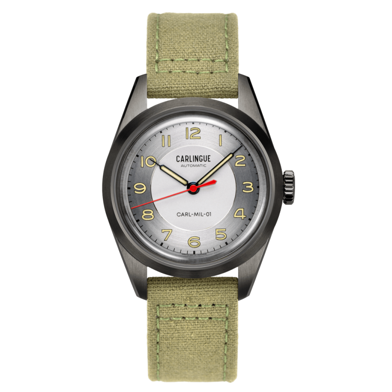 Carlingue Military 01 Acier grisé & Vert kaki CT-003-A "Toile"