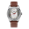 Carlingue Military 01 CT-003-C avec boîte en acier, cadran gris et bracelet en cuir couleur cognac.