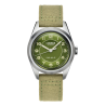 Montre automatique Carlingue Military 01 CT-003-D avec son cadran vert olive et son bracelet en toile vert kaki.