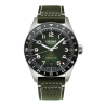 Carlingue Aviation 01 Vert & Cuir Vert CT-002-D, montre en acier et bracelet cuir.