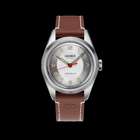 Carlingue militaire avec mouvement Miyota, montre chic et sportive.