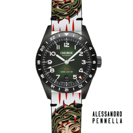 Carlingue Aviation 01 Noir CT-002-A Cristo Tattoo avec complication GMT.