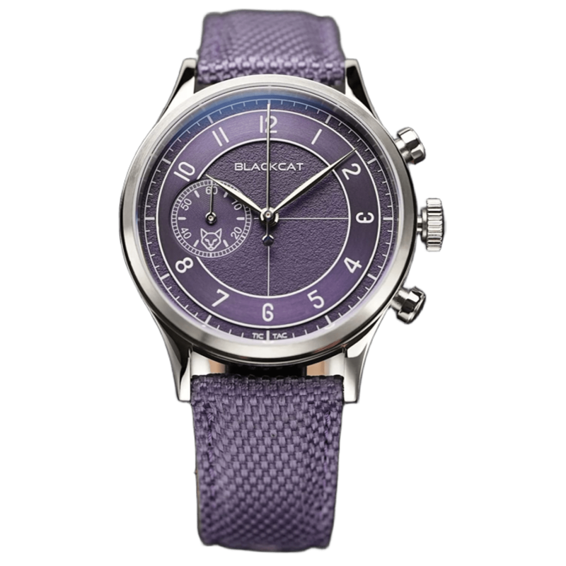 Montre Blackcat Shaka Purple en acier et bracelet tissu violet.