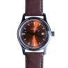Montre Capusson brun havane avec bracelet en cuir marron
