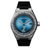 Montre sportive H992 H1 en acier 316L, cadran bleu céleste et bracelet rubber noir.