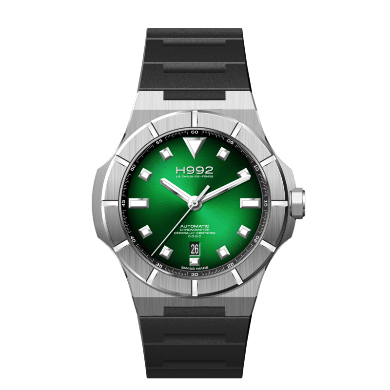 Montre H992 H4 Green + Silver "caoutchouc"