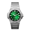 H992 H4 Green, boîtier acier, bracelet acier, boucle déployante et cadran vert émeraude soleillé.
