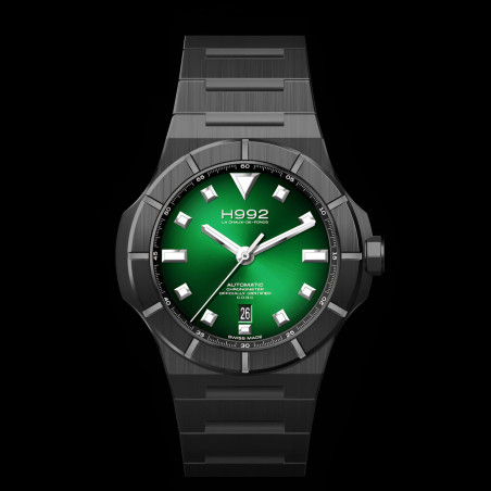 H992 H4 Green + Black "acier" | Montre automatique suisse