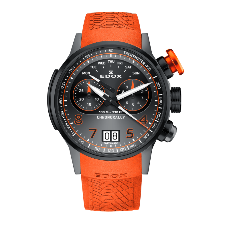 Montre Edox Chronorally 38003 TINGNOCAO GNO montre sport avec bracelet orange