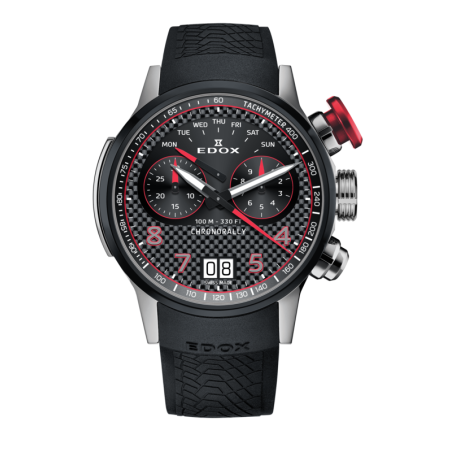 Montre suisse homme Edox Chronorally 38003 TINRO CARO chronographe de sport noir
