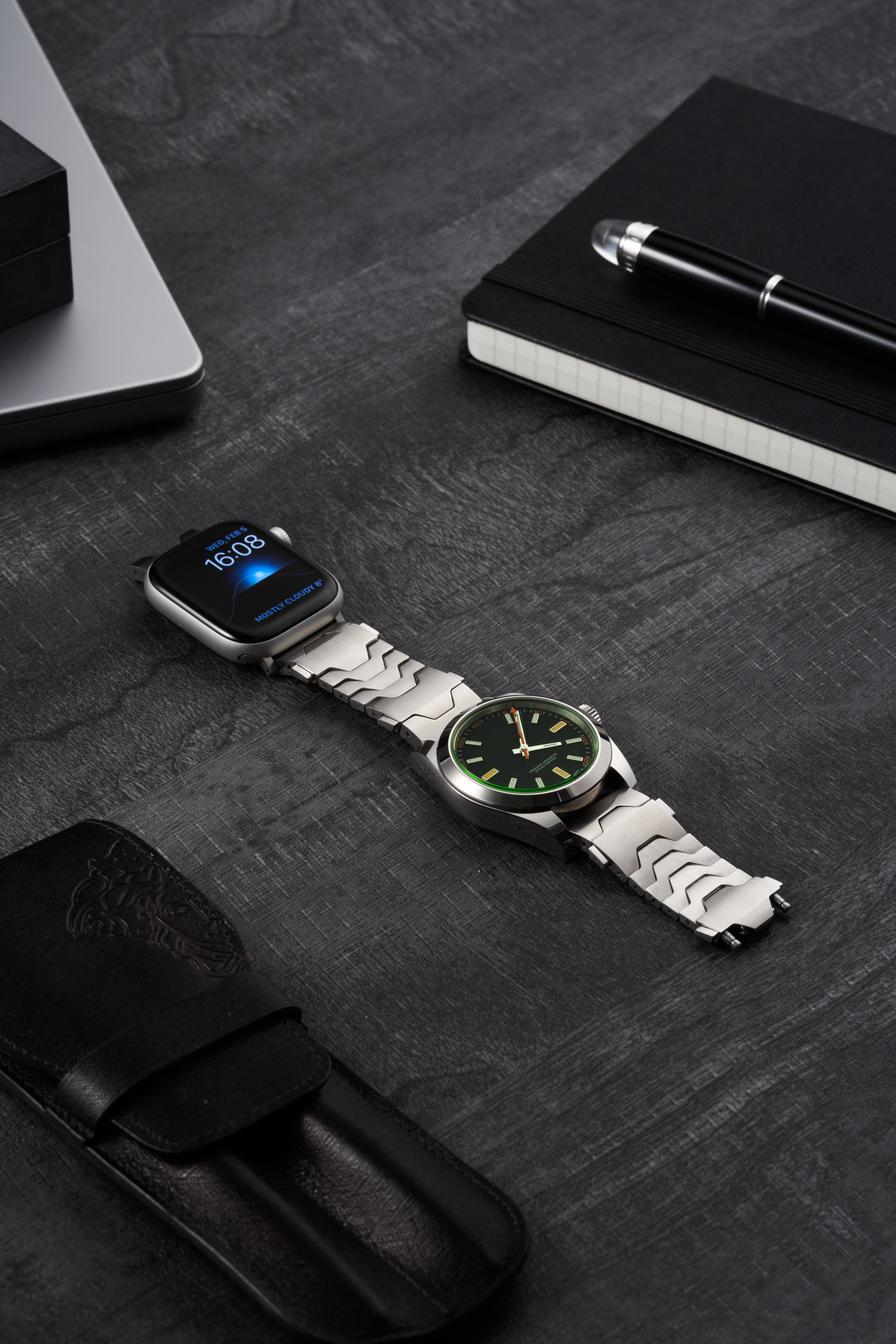 Bracelet modulaire Smartlet gris argent, acier inoxydable, montre connectée, bureau, business